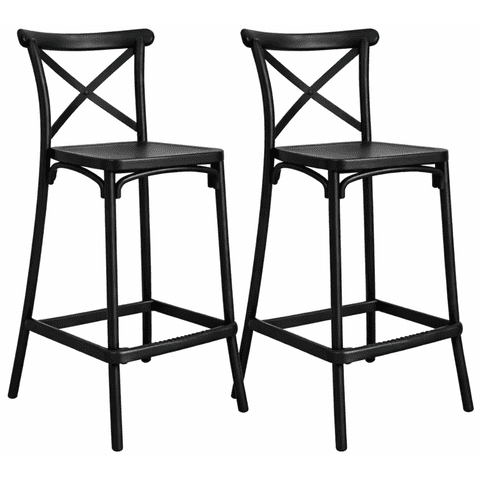 Moboi - Pack 2 Taburetes Bar Danubio Crossback Negro Polipropileno 66 Cm Negro