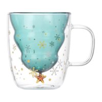 Magideal - Tazas De Navidad Taza De Café Linda Gafas Regalos Románticos Cristalería Café Té Taza De Vidrio Doble De Navidad Para La Pared De Vacaciones