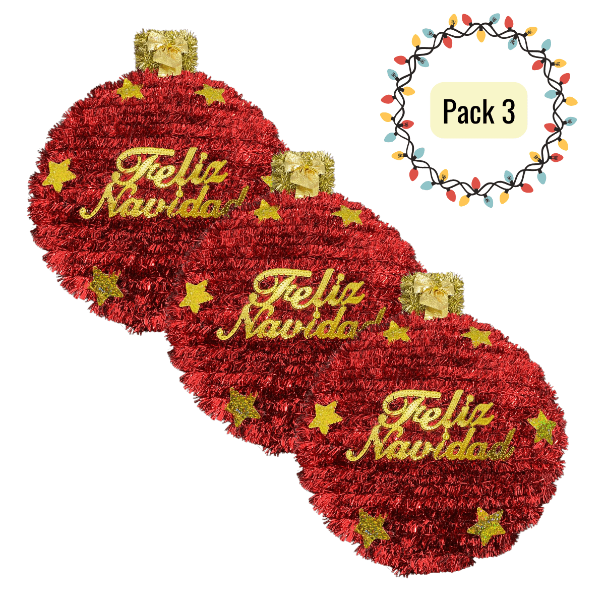 Genérico - Pack 3 Colgante Esfera Adorno Para Puerta De Navidad 2025