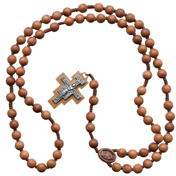 Rosario Sine Cera de Jujube 10 mm – Diseño Franciscano
