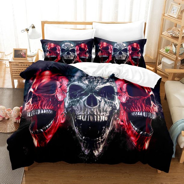 ed Diablo Caput Mortuum Skeleton Bedding Set Down Quilt Cover With Pillowcase Double