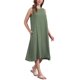 thumbnail image 4 of INSPIRE CHIC Vestidos de Lino para Mujeres Regreso a Clases Cuello Redondo Ajuste Suelto Vestido Sin Mangas Casual con Bolsillos S Verde, 4 of 6