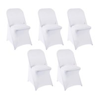 Magideal - Paquete De 5 Fundas Para Sillas Plegables Hechas De Elastano, Fundas Plegables, Fundas Elásticas Para Sillas Para Fiestas, Días Festivos, Bodas, Celeb Blanco