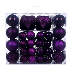 Magideal - 48 Adornos Navideños De Bolas, Irrompibles, Colgantes, Decorativos, Con Forma De Lágrima, Polígono, Huecos, Redondos, De Material Pp. Ideales Para Fie Violeta