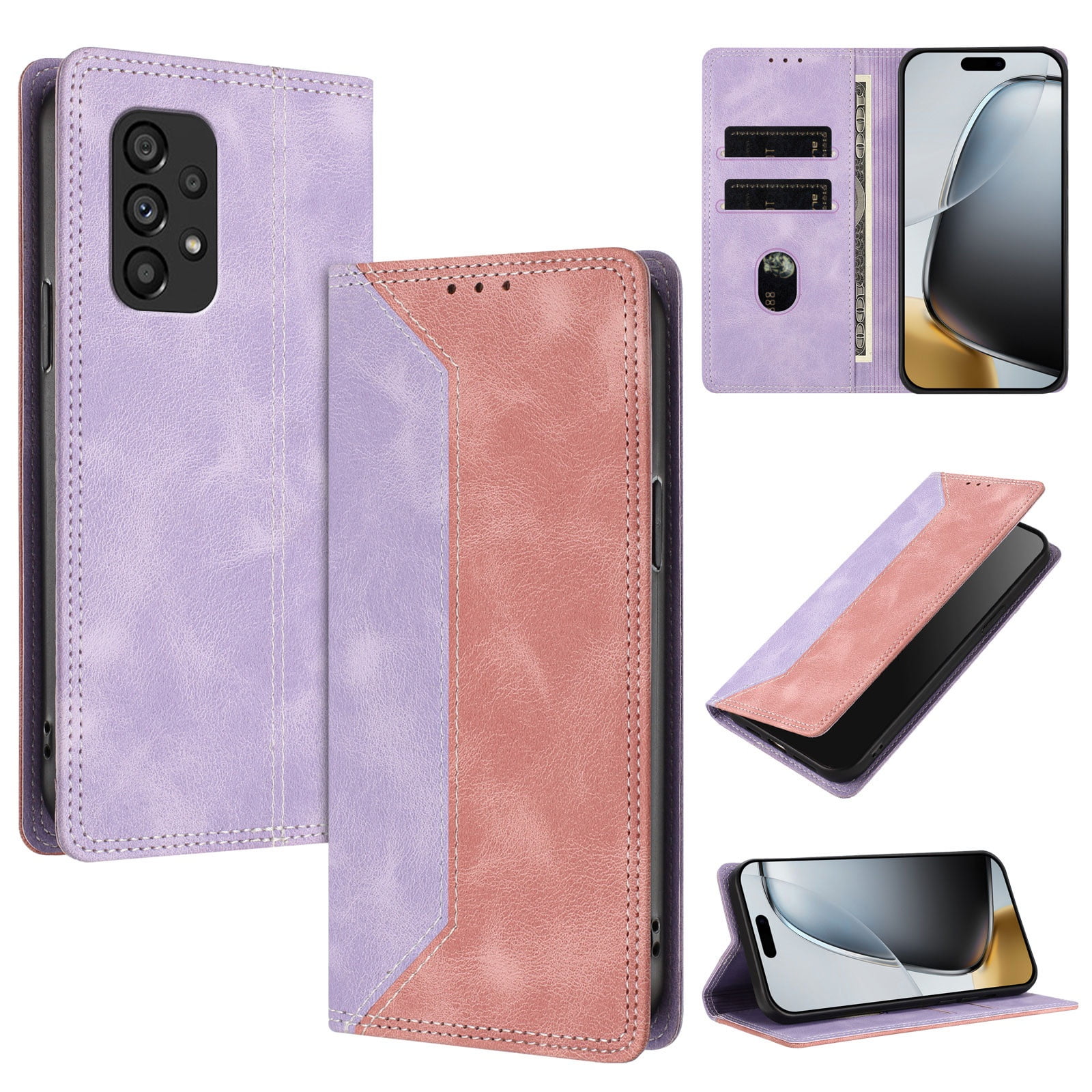 Funda Foxdock Para Samsung Galaxy A53 5g De Cuero Premium Bicolor Con Ranuras Rfid, Carcasa Tipo Billetera Antigolpes Y Soporte Plegable