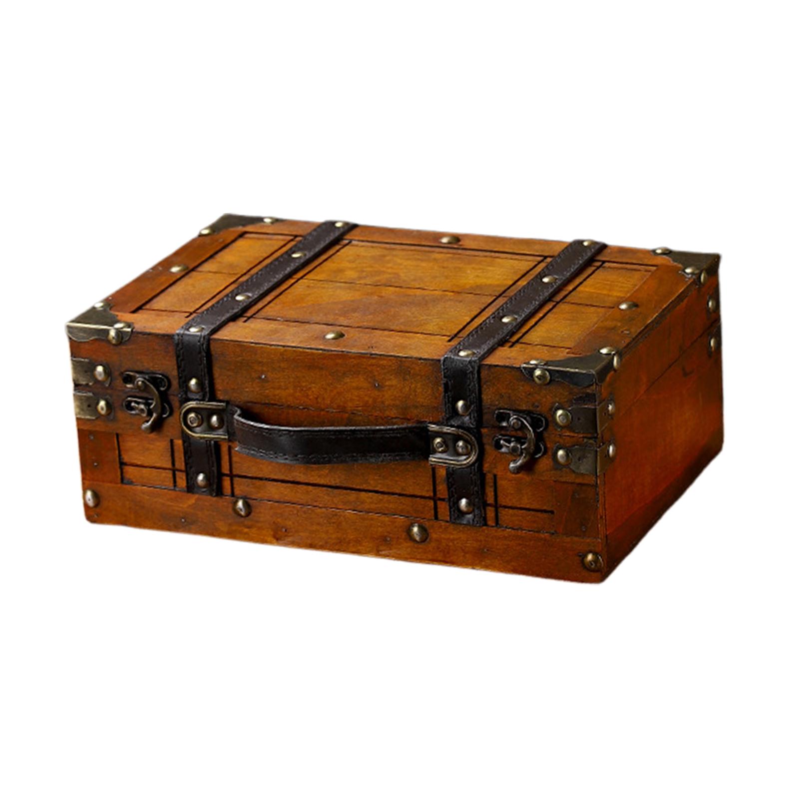 Magideal - Caja De Almacenamiento De Madera Antigua, Maleta Con Asa, Accesorio Para Fotografías, Multifuncional, Para Recuerdos, Elegante Cofre De Joyas 30 X 195 X 112 Cm