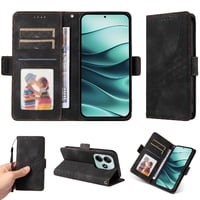 Carcasa Foxdock Xiaomi Redmi Note 14 5G De Cuero Pu, Diseño Acolchado Clásico, Protección Contra Caídas Y Rayones