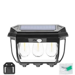 Oem - Farol Solar Decorativo Luz Calida Triple Negro