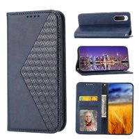Funda Flip Foxdock Para Sony Xperia 10 V , Estilo Billetera Con Diseño Rombo, Correa De Mano Y Soporte, Uso Diario