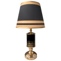 Genérica - Lámpara De Velador Mesa Decoración Dormitorio Living Pantalla Negra Con Dorado Minimalista E27 Pack De 2