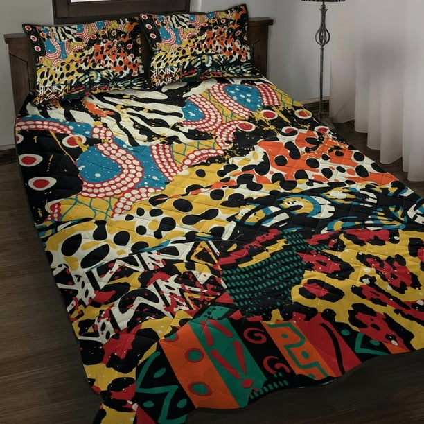 Juego de cama edredón con estampado de animales de África DT02