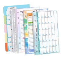 Ioensy - Carpeta De Papel Forrada De Hojas Sueltas De 6 Anillas, Inserto De Planificador, Papel De Repuesto A6 Para Estudiantes