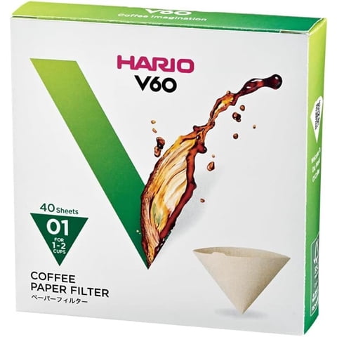 Filtro De Café Hario V60, Papel, Tamaño 01, Caja De 40 Unidades, Color Natural