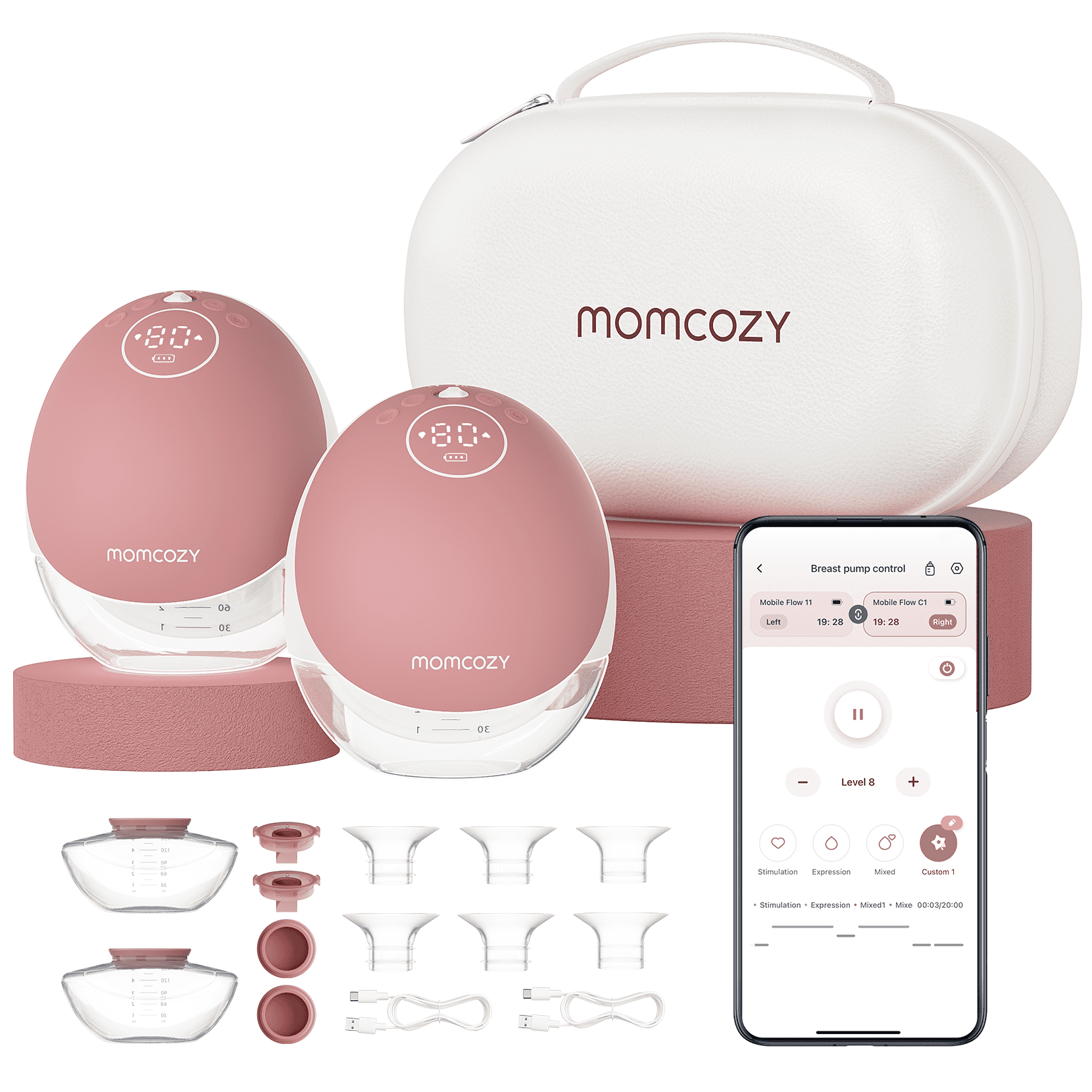 Momcozy Extractor De Leche Eléctrico Portátil Mobile Flow|m9, Paquete De 2, Rojo