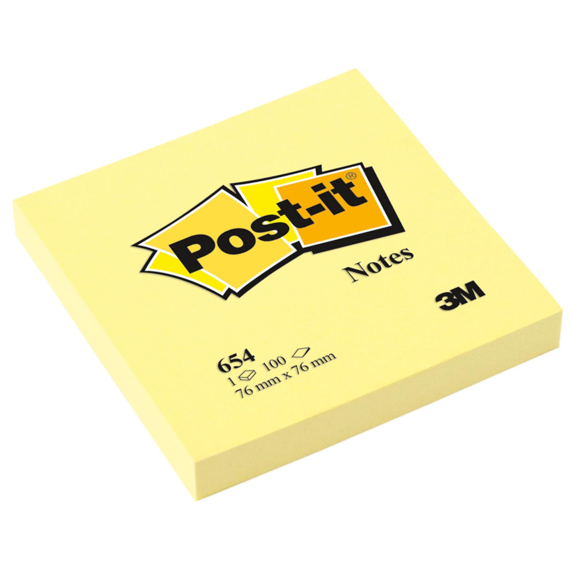 Nota Adhesiva 3m Post-it 654 Amarillo 76x76 Mm 100 Hojas 1 Un Post it