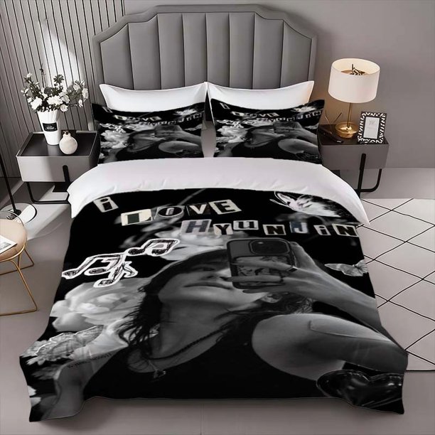 Fan Creative Collage Wallpaper Themed Three-Piece Bedding Set Duvet Cover and Pillowcase Set Soft and Comfortable