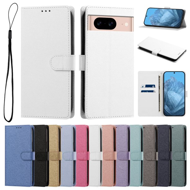 Cartera para Google Pixel 8A con Bolsillo de Tarjetas, Blanco