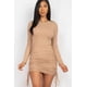 thumbnail image 1 of Vestido Ajustado de Manga Larga Acanalado con Cordón Ajustable, 1 of 5