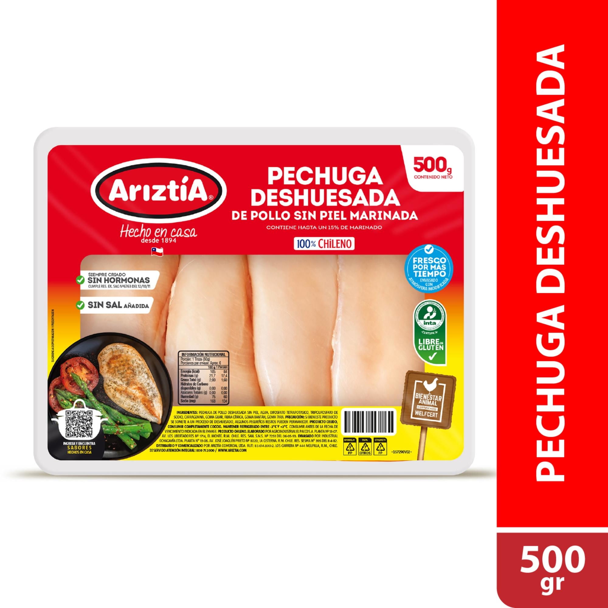 Pollo Pechuga Deshuesada Envasada 500 g Ariztia