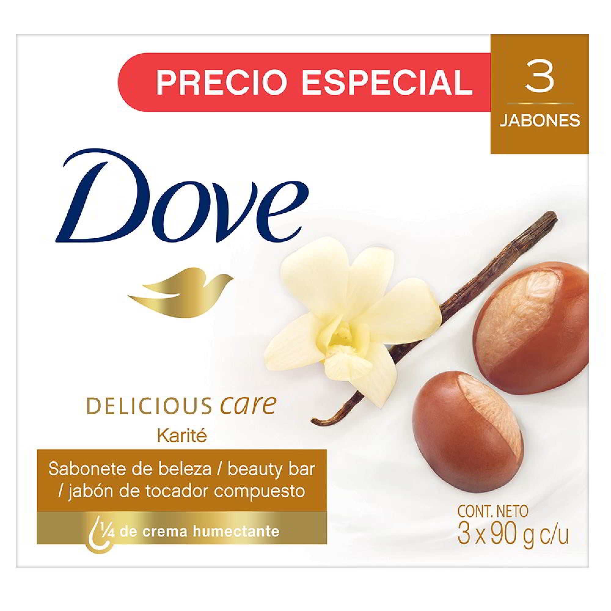 Jabón Barra Karite Y Vainilla 3 Un 90 gr c/u Dove