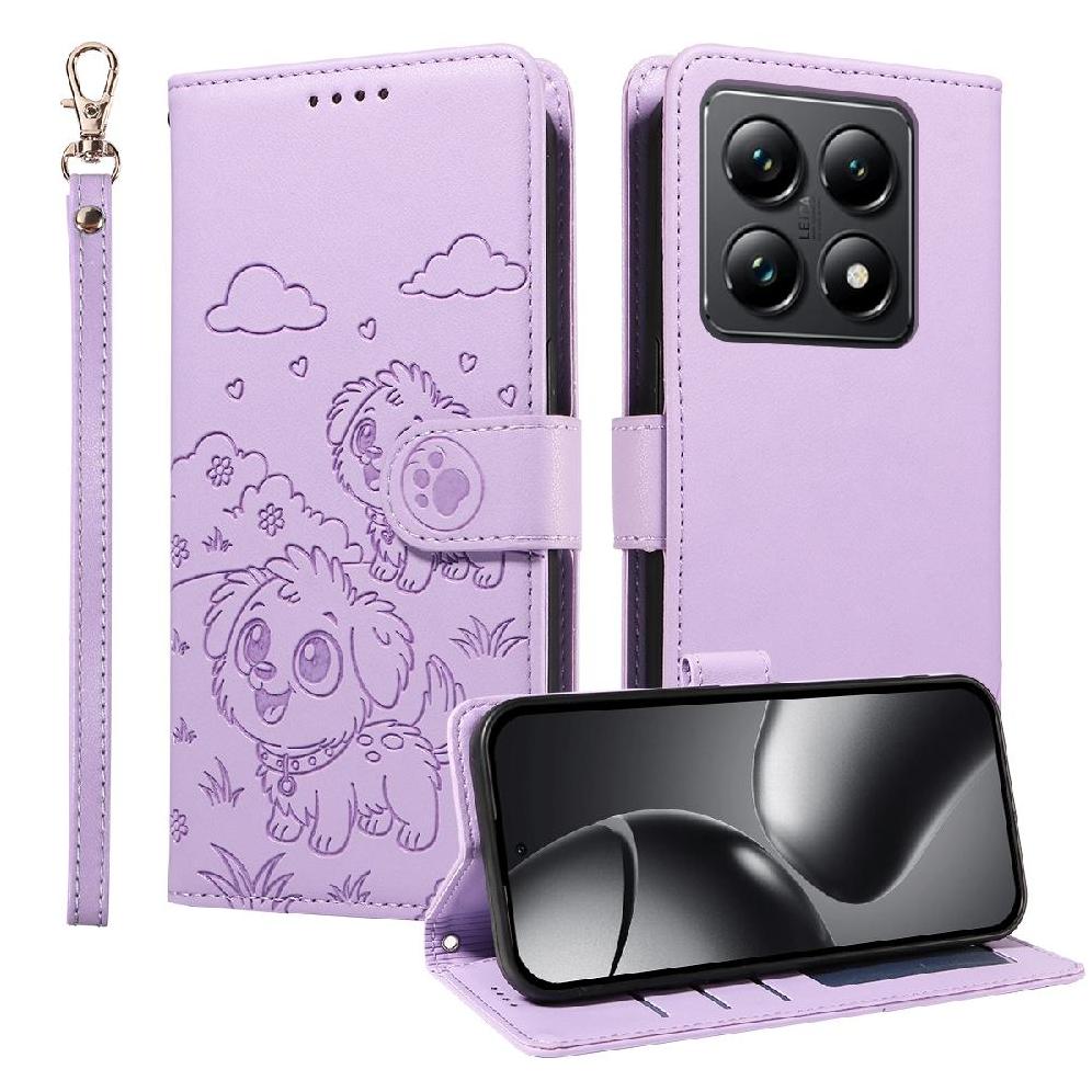 Funda Billetera Foxdock Compatible Con Xiaomi 14T Pro, Diseño Perrito Tierno, Ranuras Para Tarjetas Y Soporte Plegable