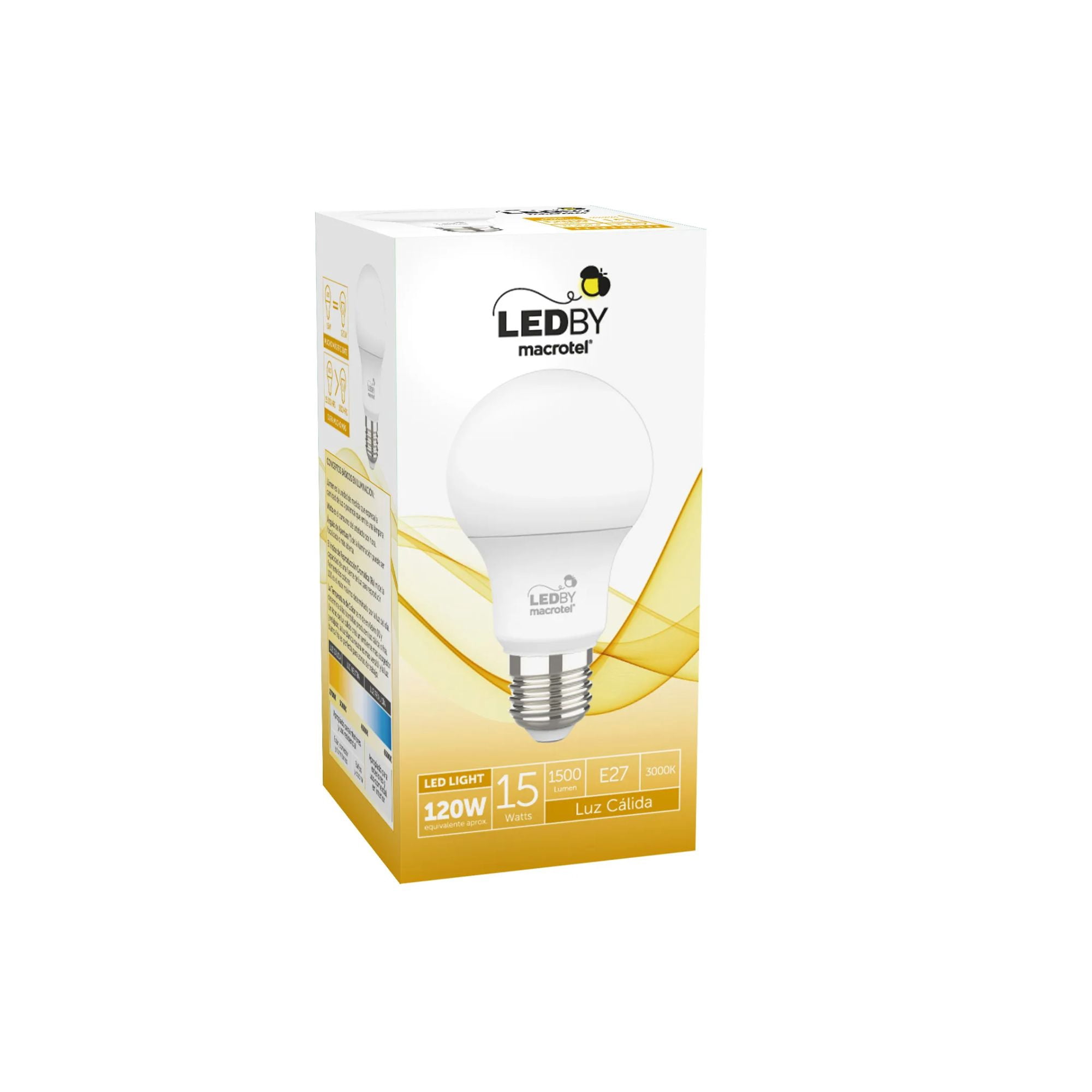 Ampolleta Led E27 Luz Cálida 3000k 15w - Macrotel