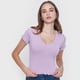 thumbnail image 3 of Polera Mujer M/C Rib Cuello V Roulette Malva Corona, 3 of 5