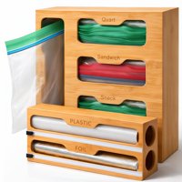 Organizador De Bolsas De Cocina Yolyn Bamboo Con Dispensador