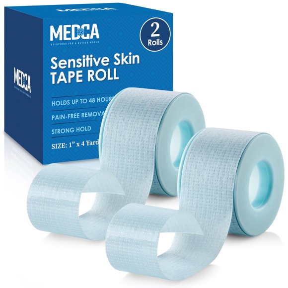 Rollo de cinta adhesiva MedCA para piel sensible, 2 rollos de 2,5 cm x 3,7 m
