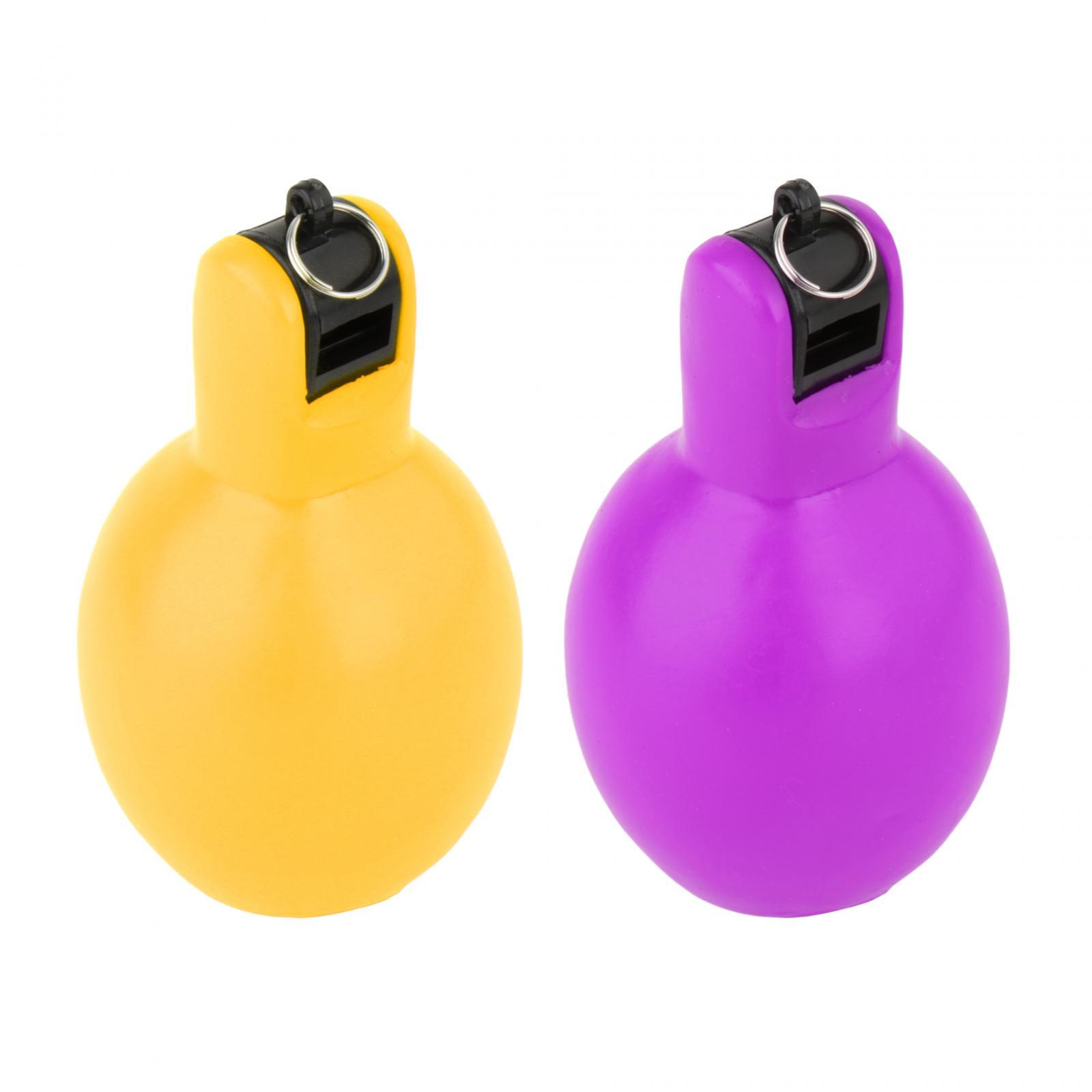 Magideal - 2 Piezas Silbatos Para Apretar A Mano Silbato Para Entrenadores Silbato Deportivo De Pvc Suave Y Fuerte Silbato De Entrenador Para Árbitros Escolares Amarillo Y Violeta