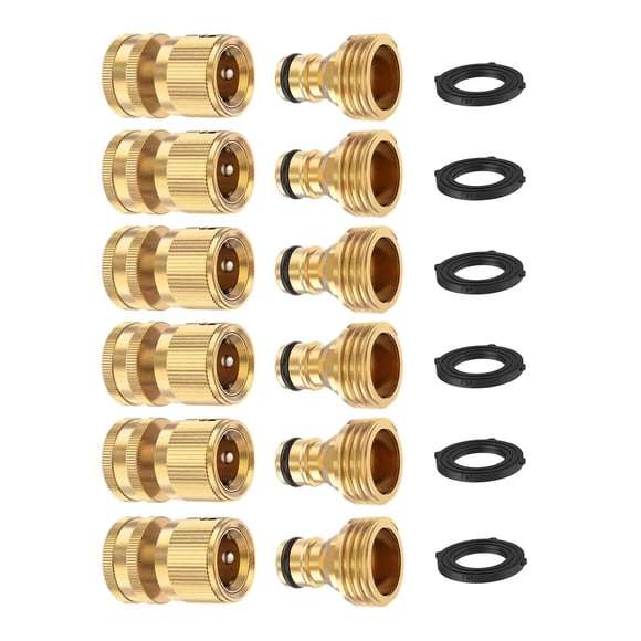 Conectores para manguera de jardín MOLIK de latón, rosca de 3/4", juego de 6
