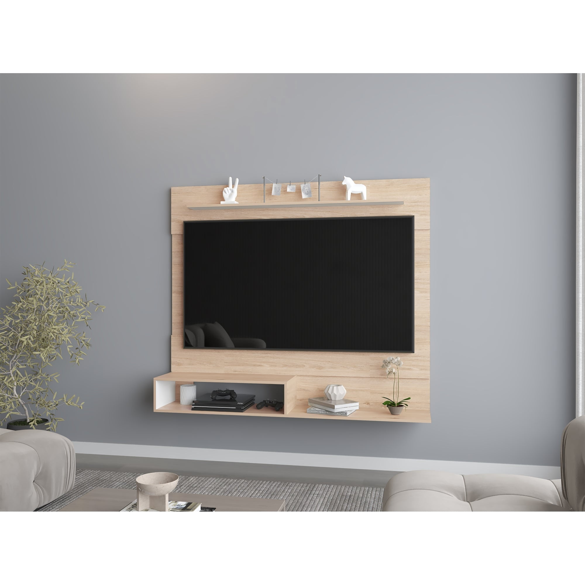 Tuhome - Panel Tv 55" Beijing 120x140x31,5 Cm Rovere