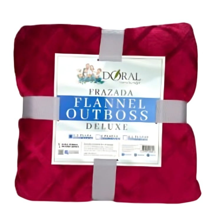 Frazada Flannel Outboss Deluxe 1.5 Plazas / Guinda