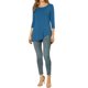 thumbnail image 2 of INSPIRE CHIC Blusas para Mujer Cuello Redondo Manga 3/4 Decoración de Botones Dobladillo Irregular Estilo Casual Blusa XS Azul Real, 2 of 8