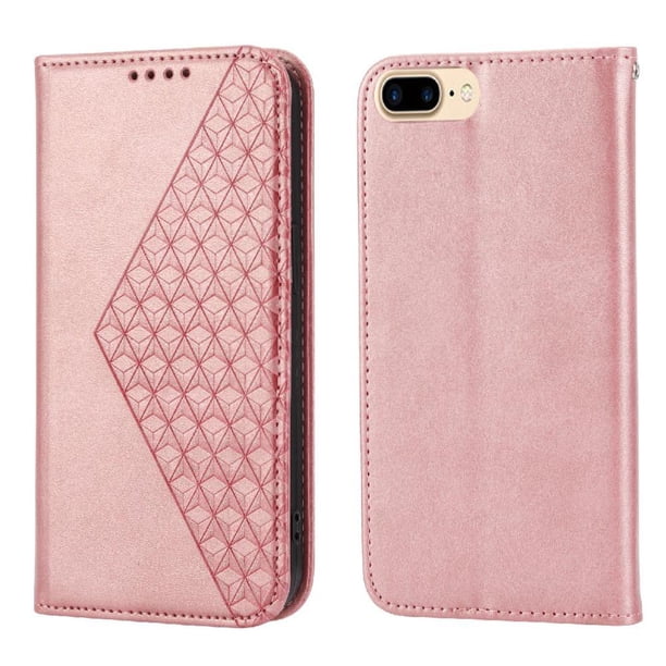 Funda Flip FOXDOCK para iPhone 7/8 , Estilo Billetera con Diseño Rombo, Correa de Mano y Soporte, Uso Diario