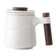thumbnail image 2 of Taza De Té De Cerámica Con Tapa De Filtro Mango De Madera Para Té Blanco, 2 of 5