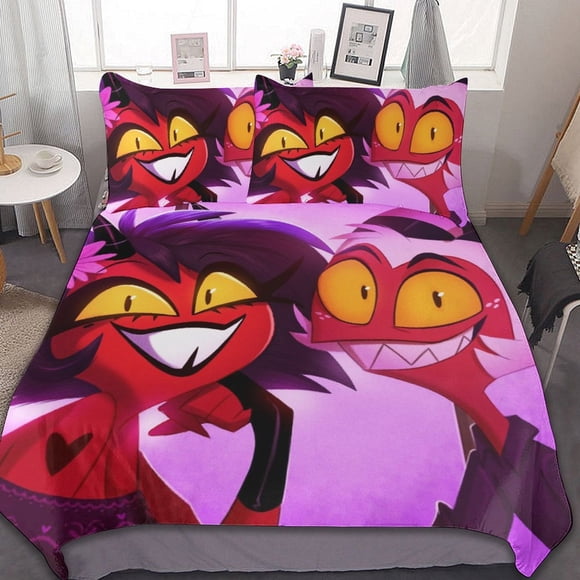 Helluva Boss Moxxie Millie 3 Pieces Bedding Sets Soft Comforter Sets Decor Bedroom Gifts