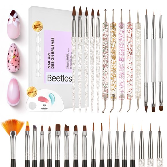Juego de 31 pinceles de arte para uñas Beetles Gel Polish con estuche