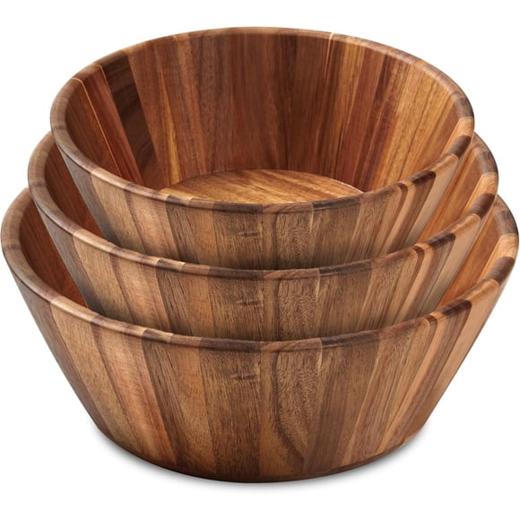 Juego de ensaladeras Woodenhouse de madera, juego de 3 piezas hechas a mano