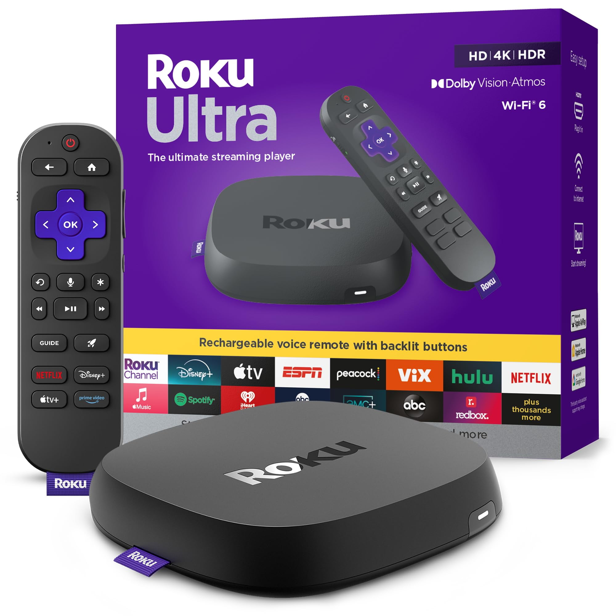 Reproductor De Streaming Roku Ultra 2024 4k Con Hdr10+, Dolby Vision