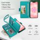 thumbnail image 4 of Para iPhone 17e / iPhone 16e Funda Tipo Billetera con Bloqueo RFID, Funda de Teléfono Tipo Bolso Cruzado con 9 Ranuras para Tarjetas, Bolsillo con Cierre y Correa Desmontable, Verde, para iPhone 17e, 4 of 9