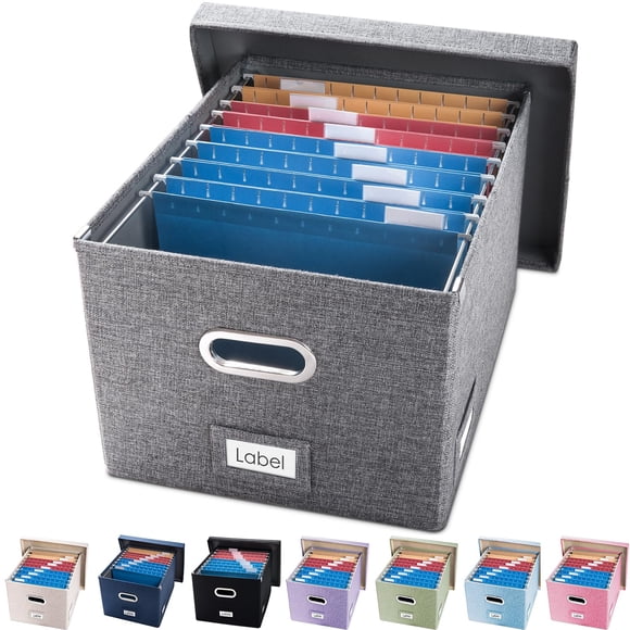 Caja organizadora de archivos PRANDOM 43x35,5x28,5 cm plegable de lino