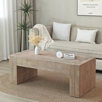 M&Ms - Rustic Wood Coffee Table, 49In Modern Farmhouse Rectangular Table For Living Room