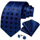 thumbnail image 1 of Corbata hombre seda con pañuelo y colleras Modelo Black and Blue Retro, 1 of 6
