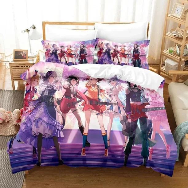 RAISE A SUILEN Bedding Set Cartoon three-piece set Adult Kid Bedroom Duvet cover Sets Kawaii Girls lit complet Bed Sheets