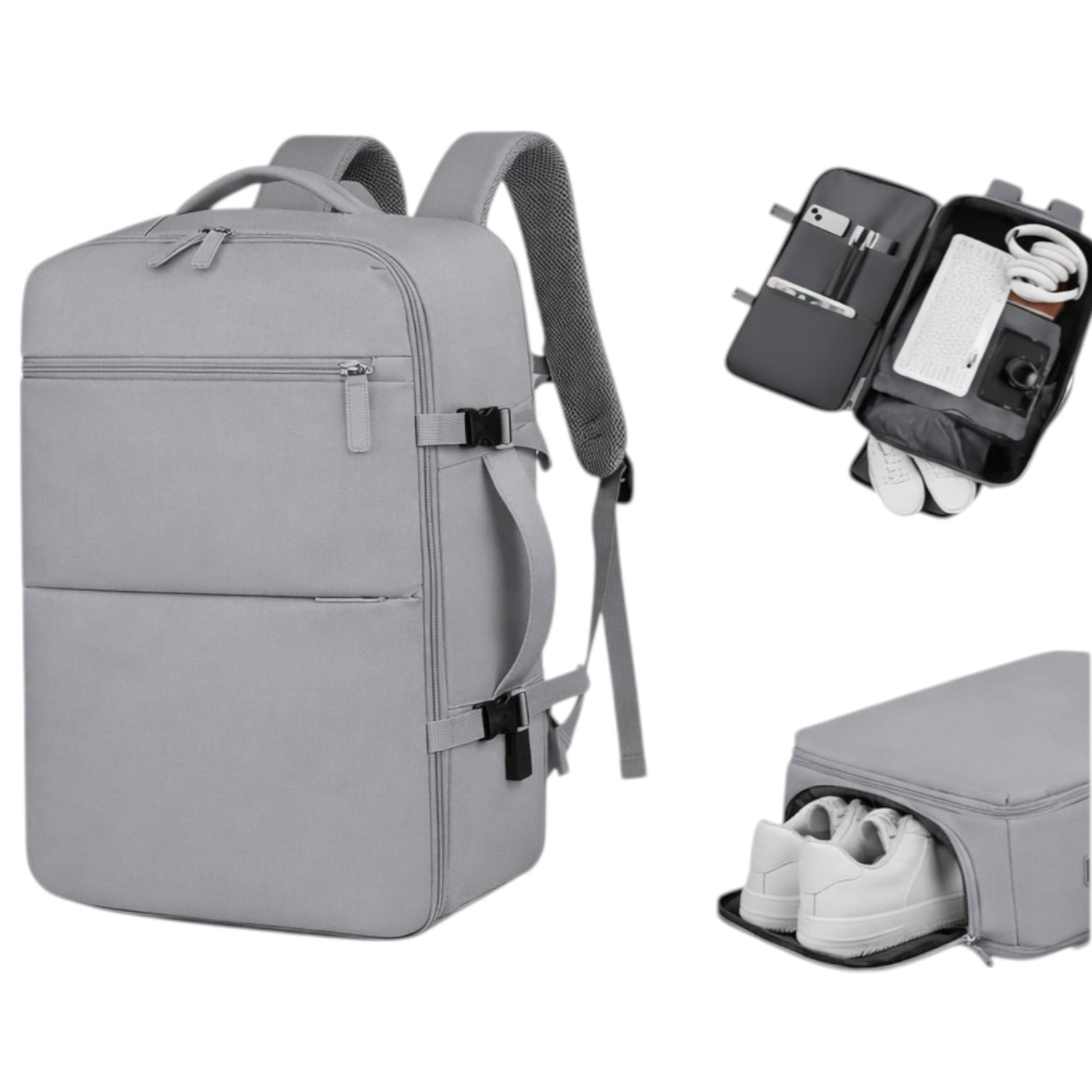 Pwrfitness - Mochila De Viaje Expandible Color Gris