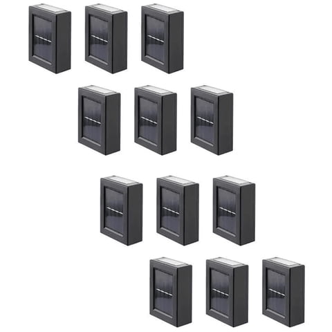Genérico - Pack 12 Foco Luz Aplique Solar Led Pared Exterior Luz Calida