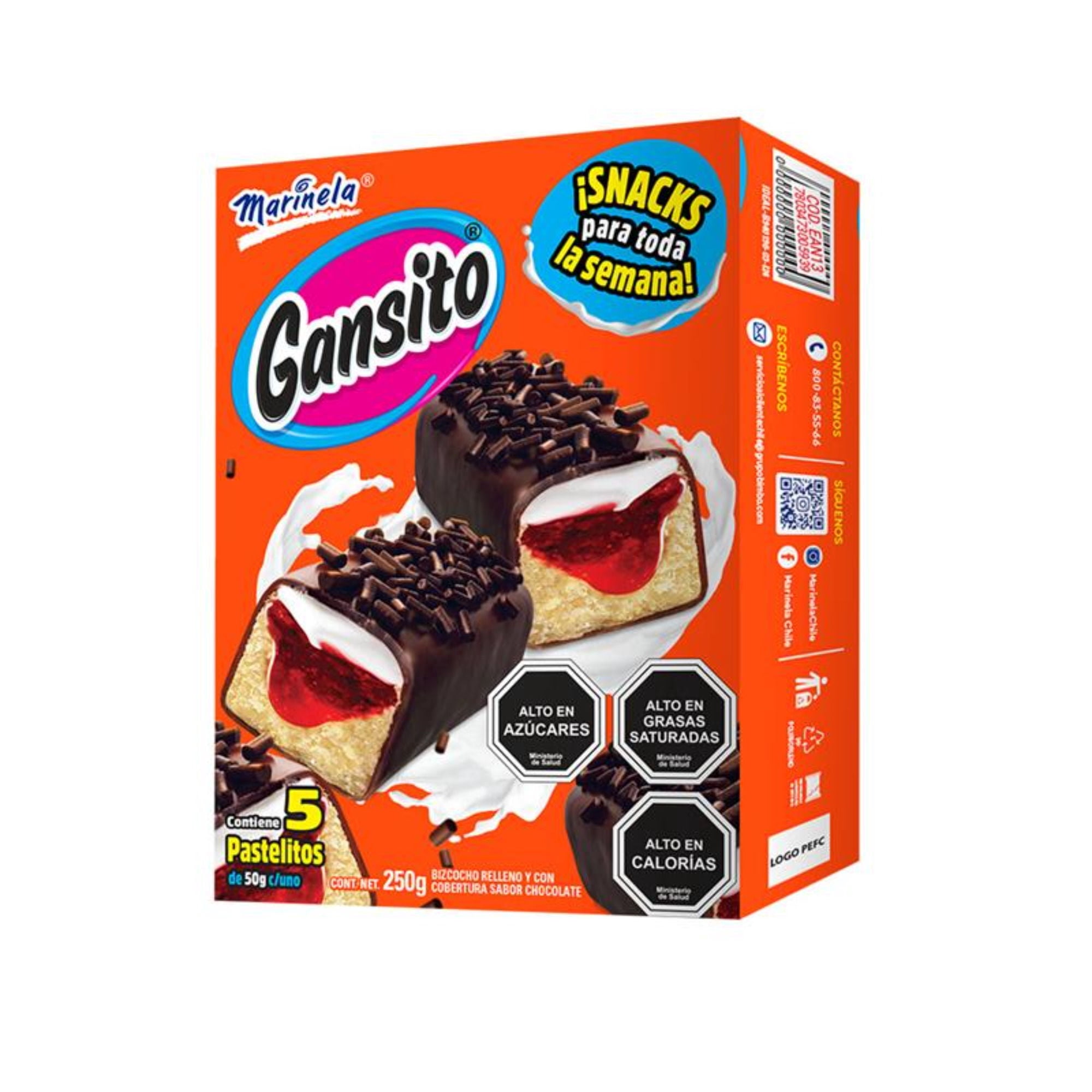 Gansito 5un Caja 250 g Marinela