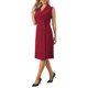 thumbnail image 4 of INSPIRE CHIC Vestido de Mujer con Solapa de Muesca Cuello Envolvente Sin Mangas Abertura Frontal Fruncido Vestidos Lápiz L Rojo Vino, 4 of 5