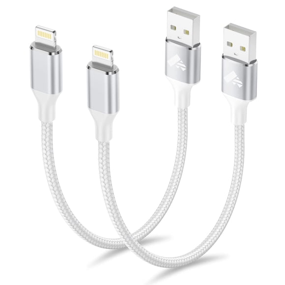 Cable de carga corto Aioneus para iPhone, 1 pie, 2 unidades, trenzado de nailon